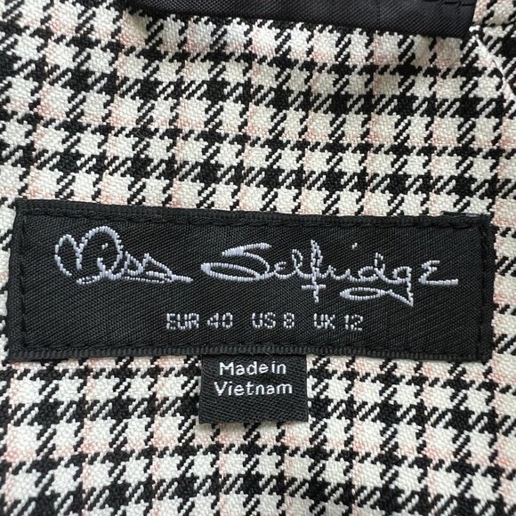 ASOS Miss Selfridge One Button US 8 UK 12 Plaid Office Career Blazer Jacket - Picture 5 of 11